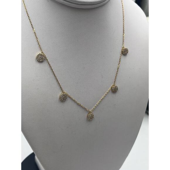 Cubic Zirconia Sterling Silver Vermeil Cluster Disc Dangle Statement Necklace - Picture 7 of 15